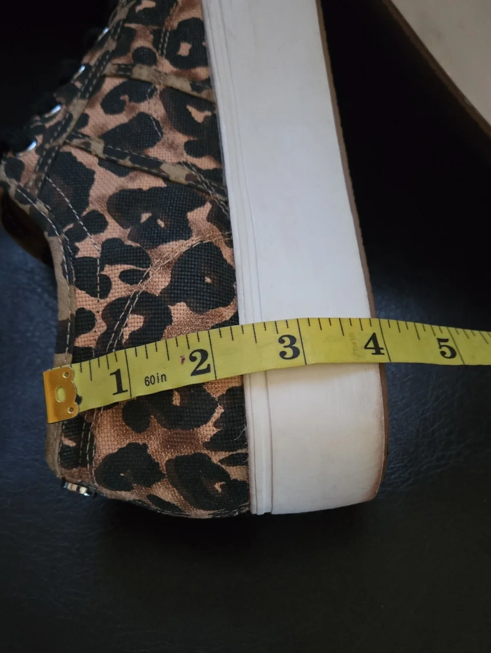 Steve Madden Emmi Leopard Print Canvas Sneakers - Black & Brown Size 10M